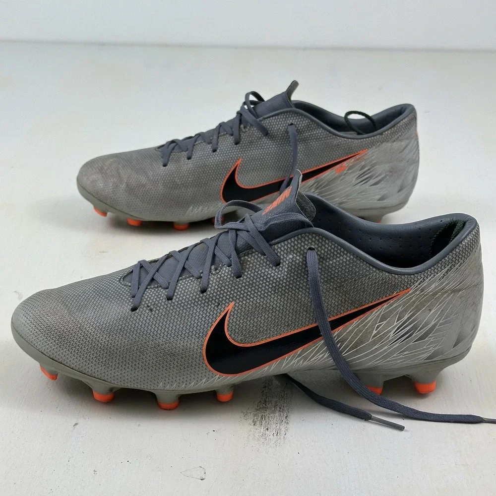 Nike Mens 9.5 Vapor 12 Academy FG/MG AH7375 408 Shoes‎ Gray Orange Soccer Cleats